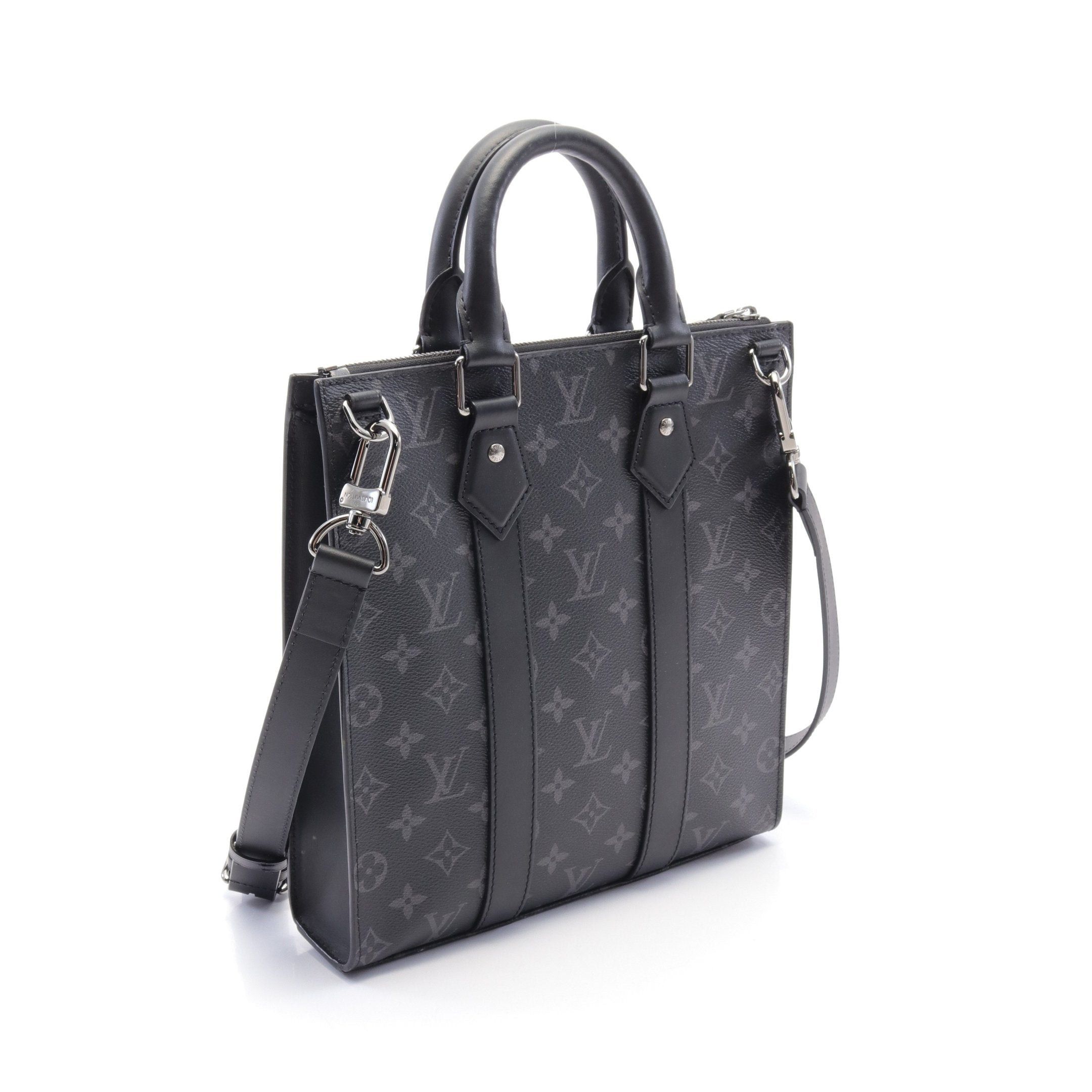 Louis Vuitton Louis Vuitton Sac Plat Cloth Monogram Eclipse Handbag Leather Black Size ONE SIZE - 2 Thumbnail