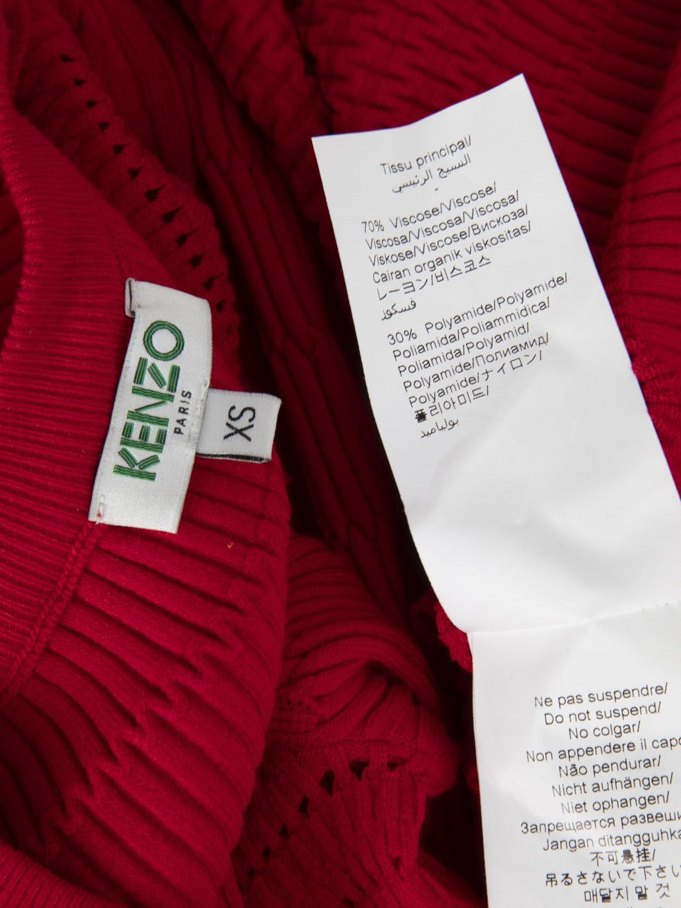 Kenzo Red Knit Mini Dress Size XS / US 0-2 / IT 36-38 - 5 Thumbnail