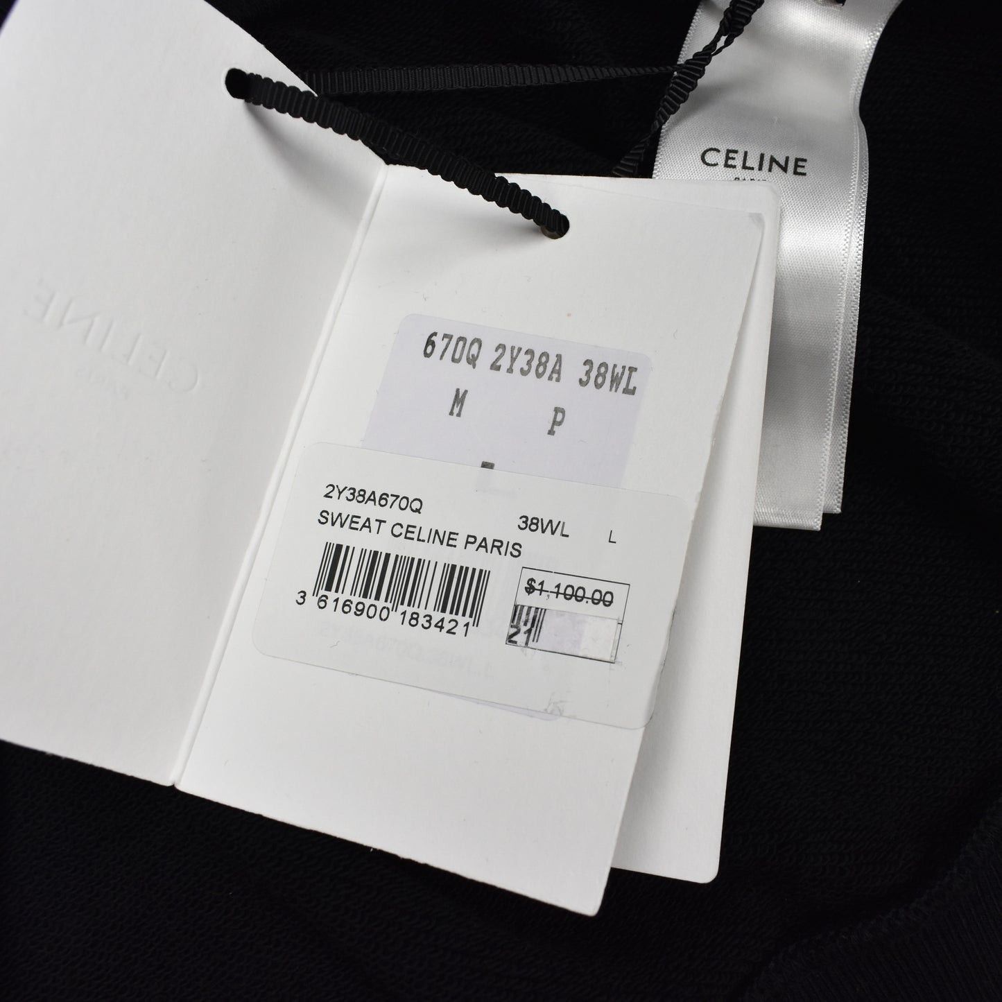 Celine × Hedi Slimane Celine Paris Logo Black/Yellow Football Sweatshirt Size US L / EU 52-54 / 3 - 6 Thumbnail