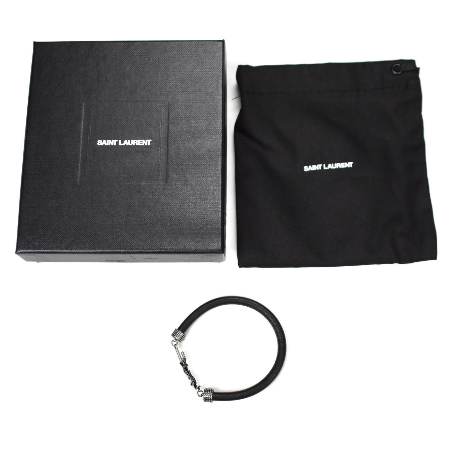 Saint Laurent Paris Saint Laurent YSL Logo Opyum Leather Bracelet Size ONE SIZE - 2 Thumbnail
