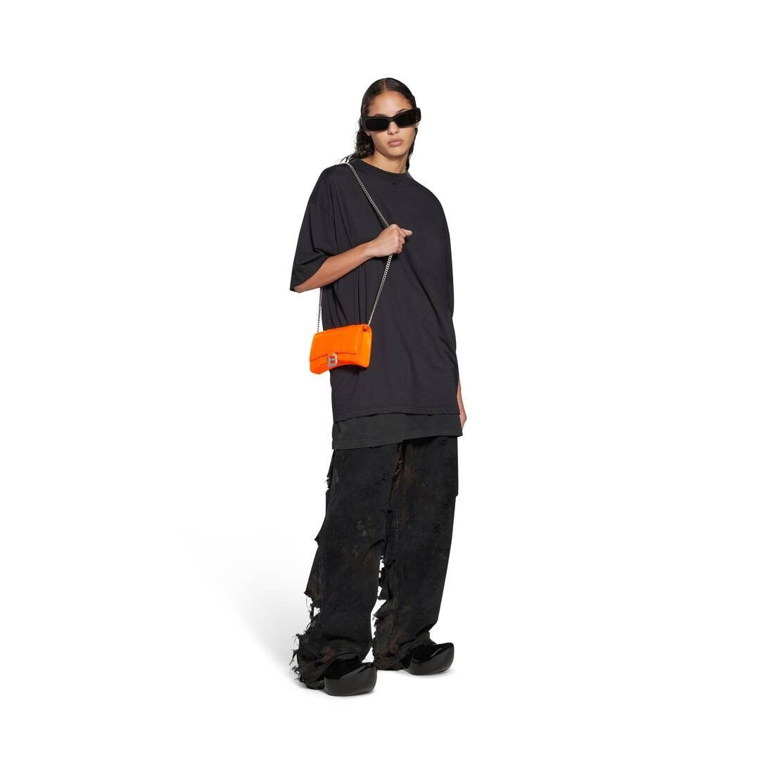 Balenciaga Hourglass Wallet on a chain bag in Fluo Orange Size ONE SIZE - 4 Thumbnail