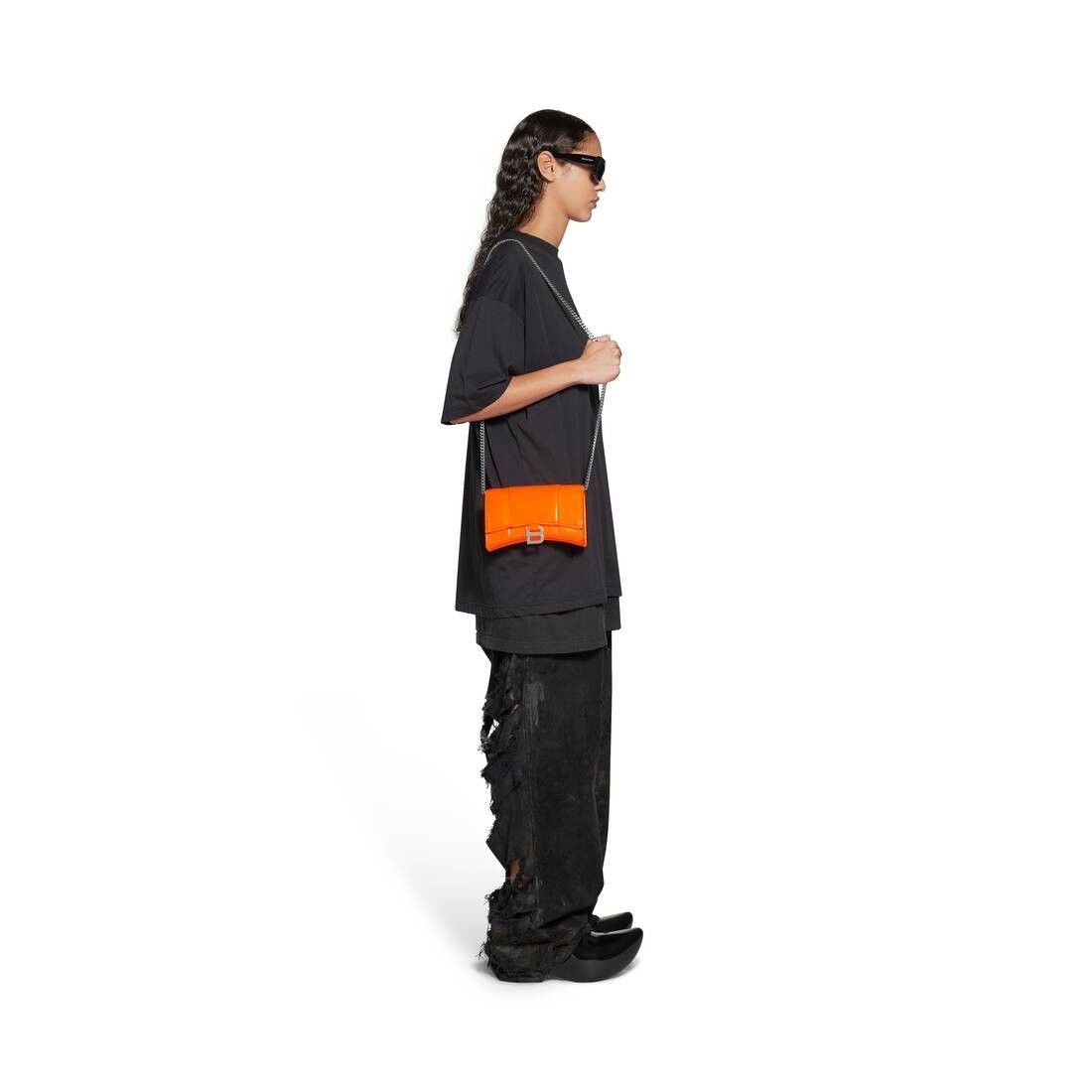 Balenciaga Hourglass Wallet on a chain bag in Fluo Orange Size ONE SIZE - 5 Thumbnail