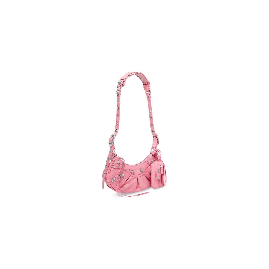 Balenciaga Le Cagole XS crossbody bag crocodile embossed with rhinestones pink Size ONE SIZE - 2 Thumbnail