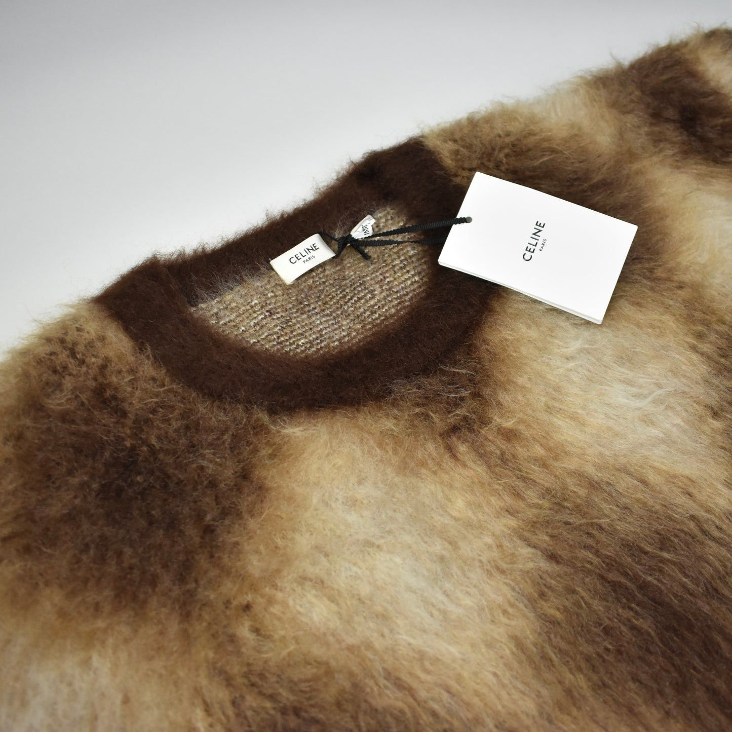 Celine × Hedi Slimane Celine FW24 Fuzzy Mohair Heavy Knit Boxy Sweater Brown Size US XL / EU 56 / 4 - 7 Thumbnail