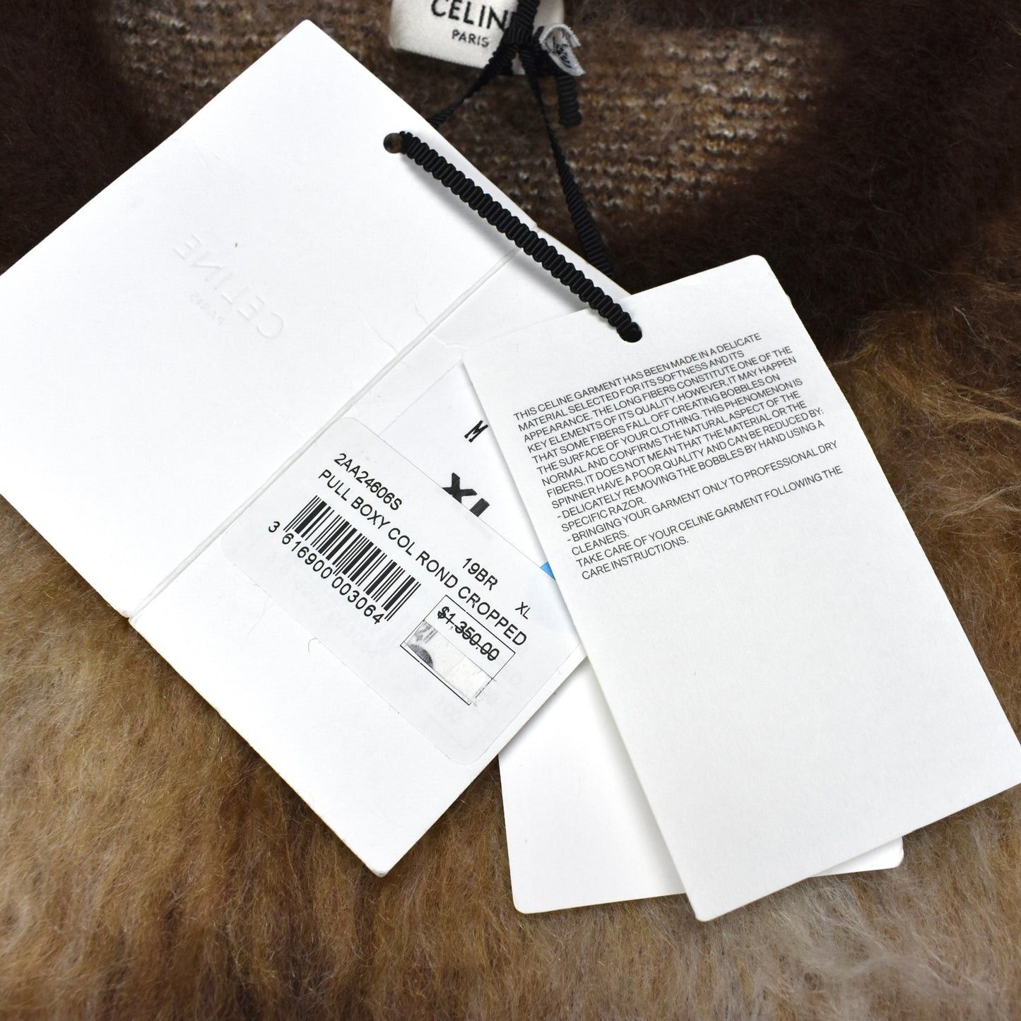 Celine × Hedi Slimane Celine FW24 Fuzzy Mohair Heavy Knit Boxy Sweater Brown Size US XL / EU 56 / 4 - 5 Thumbnail