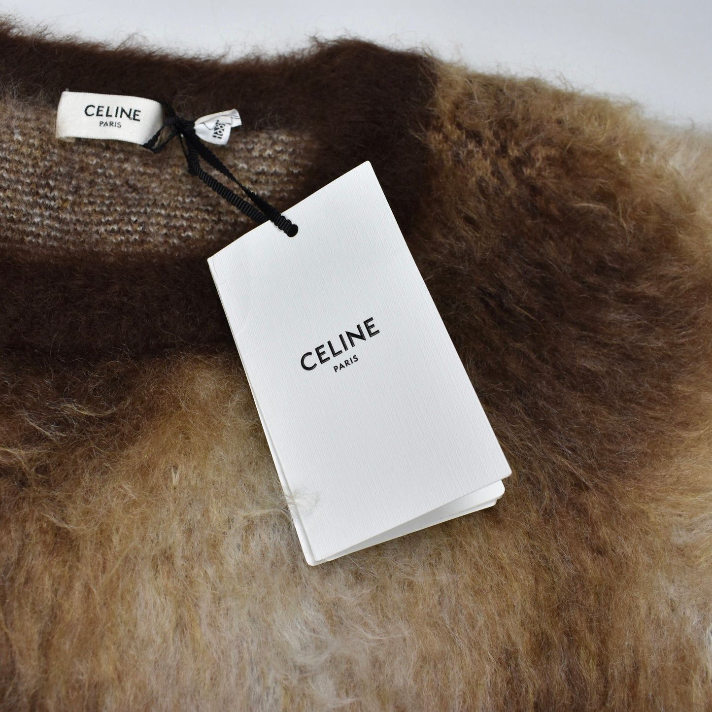 Celine × Hedi Slimane Celine FW24 Fuzzy Mohair Heavy Knit Boxy Sweater Brown Size US XL / EU 56 / 4 - 4 Thumbnail