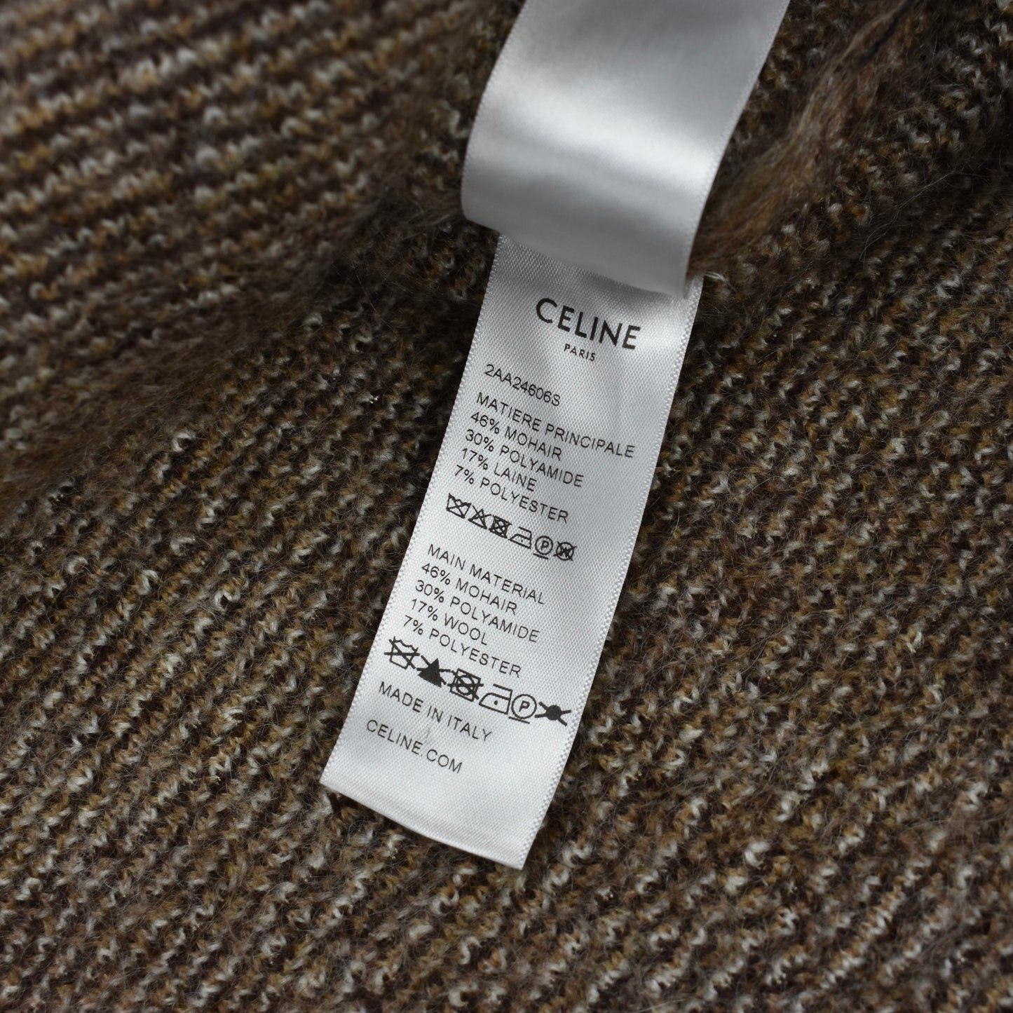 Celine × Hedi Slimane Celine FW24 Fuzzy Mohair Heavy Knit Boxy Sweater Brown Size US XL / EU 56 / 4 - 9 Thumbnail