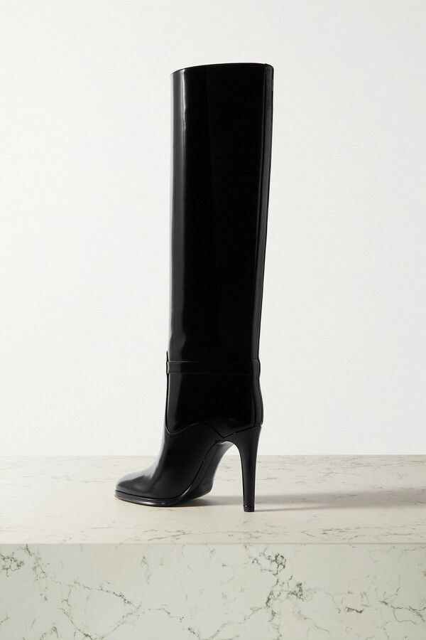 Diane Buckled Glossed-leather Knee Boots