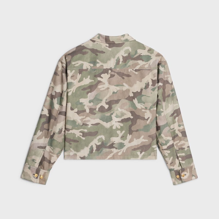 Celine $2.5K VALUE Cropped Jacket in Cotton Gabardine Camo Size M / US 6-8 / IT 42-44 - 2 Thumbnail