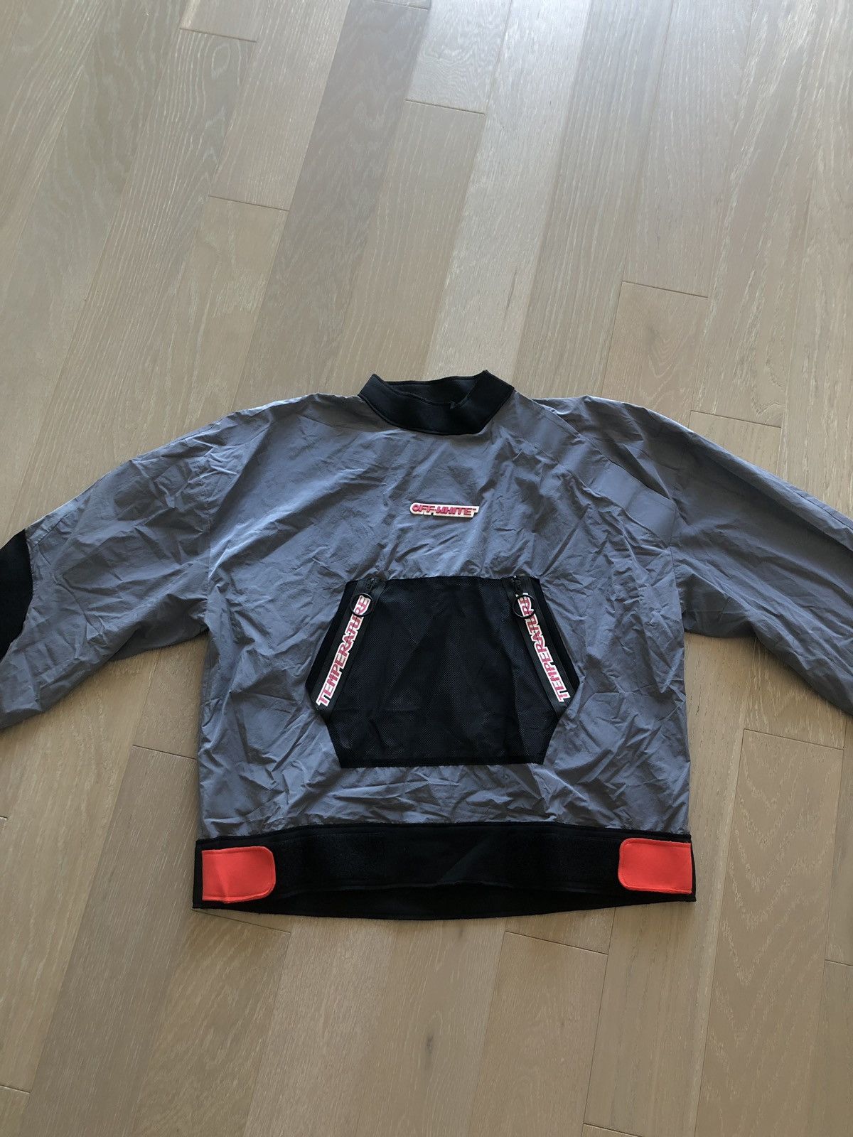 ジャケット・アウター off-white mesh pocket anorak Off-White Grey Mesh Pocket Anorak Jacket