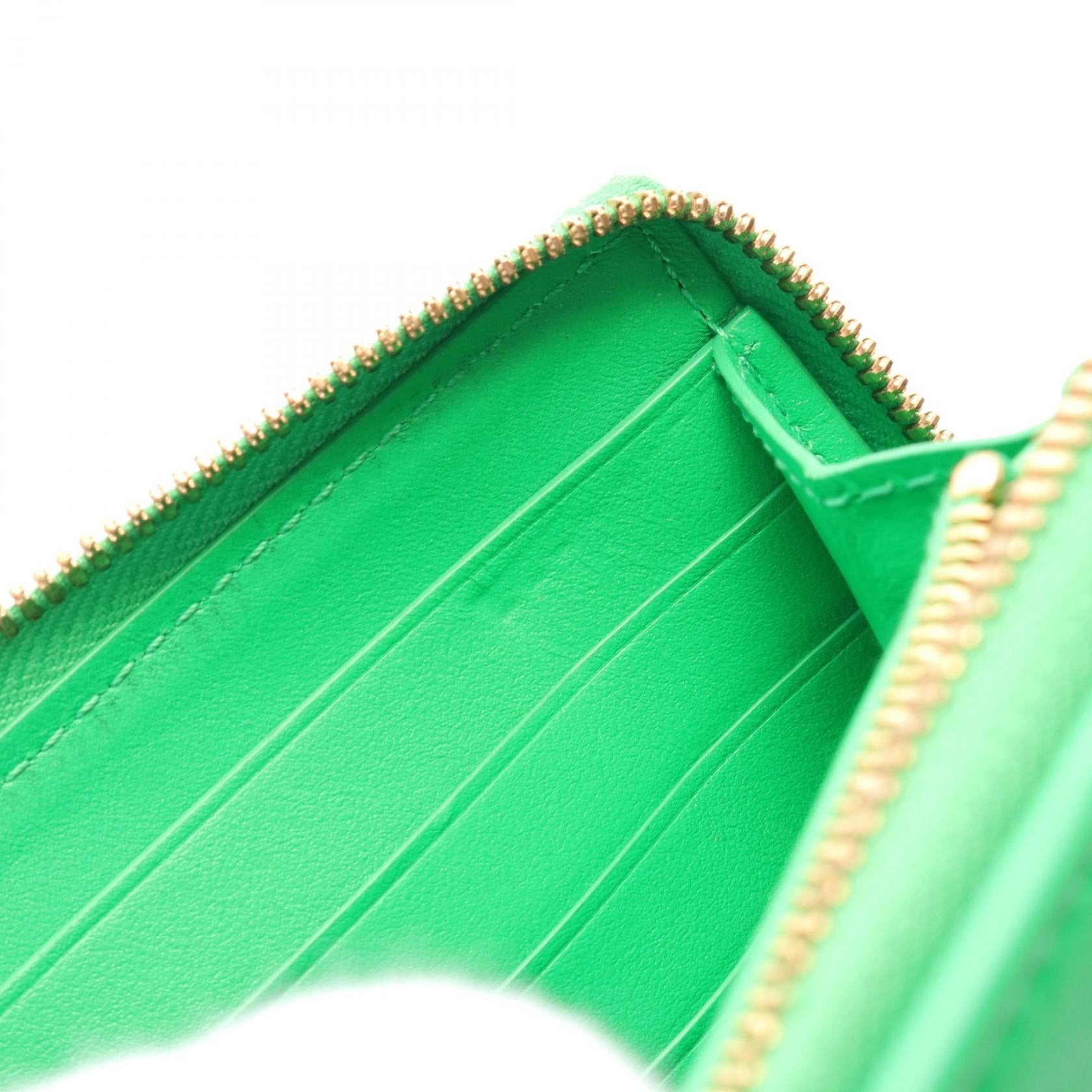 Bottega Veneta Bottega Veneta Intre Round Zipper Long Wallet Leather Green Size ONE SIZE - 6 Thumbnail