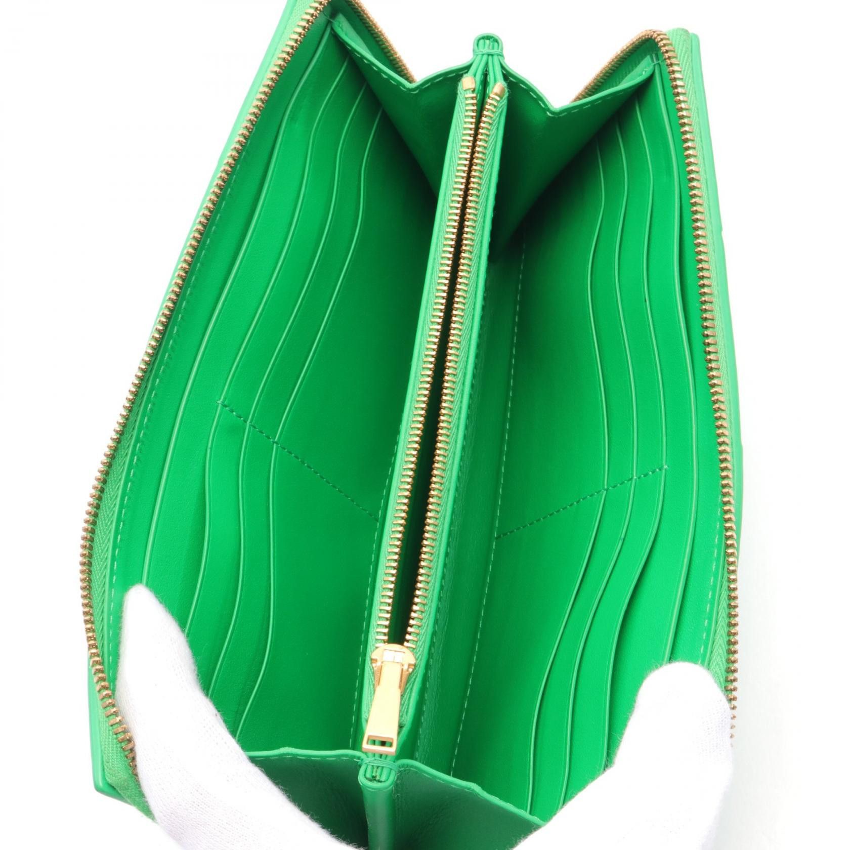 Bottega Veneta Bottega Veneta Intre Round Zipper Long Wallet Leather Green Size ONE SIZE - 3 Thumbnail