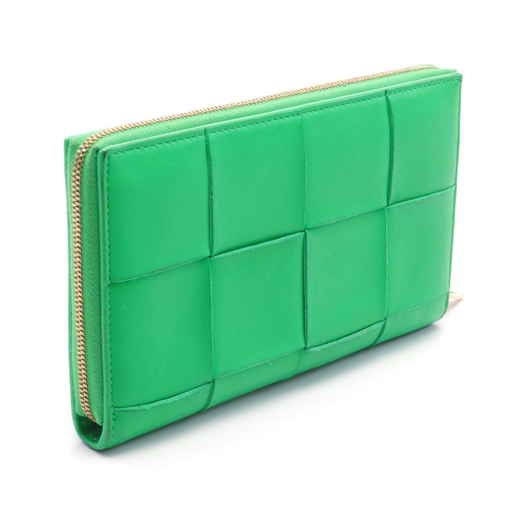 Bottega Veneta Bottega Veneta Intre Round Zipper Long Wallet Leather Green Size ONE SIZE - 2 Thumbnail