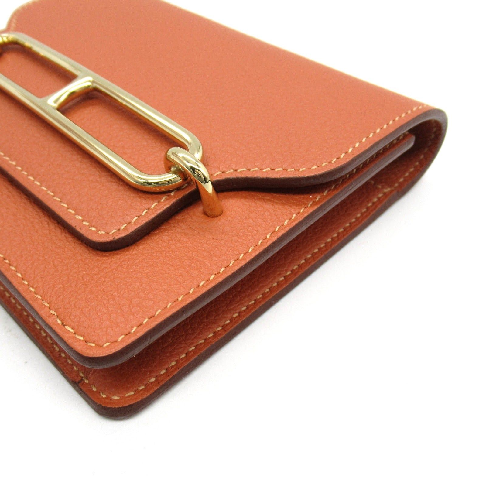 Hermes Hermes Lawris Slim Wallet Terre Battue Bi-Fold Leather Vau Évêque Brown Gold Hardware Z Stamp Size ONE SIZE - 12 Thumbnail