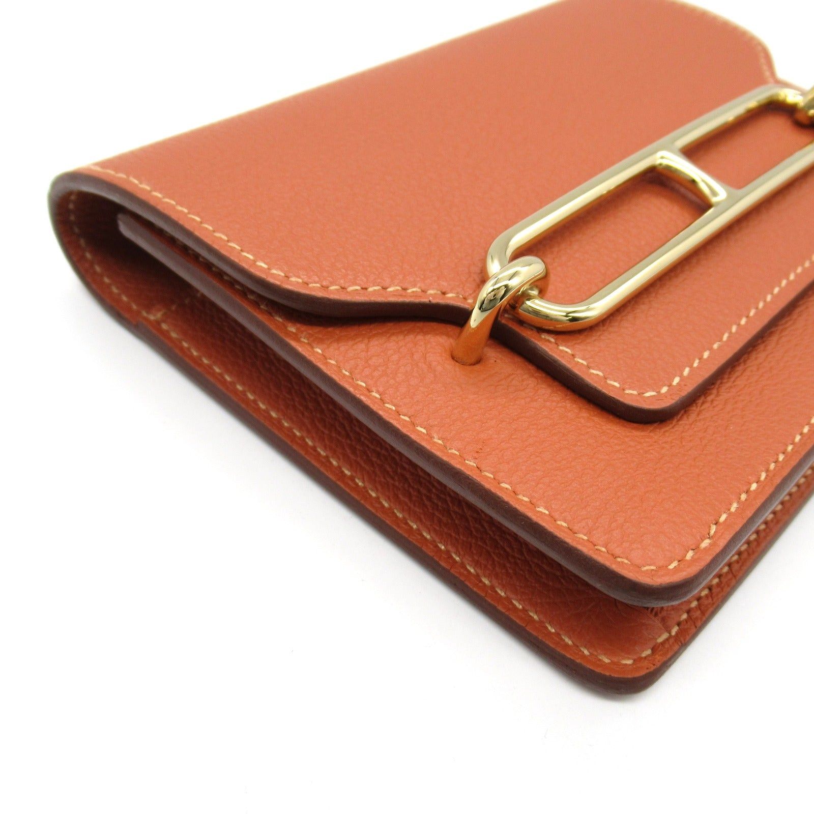 Hermes Hermes Lawris Slim Wallet Terre Battue Bi-Fold Leather Vau Évêque Brown Gold Hardware Z Stamp Size ONE SIZE - 11 Thumbnail