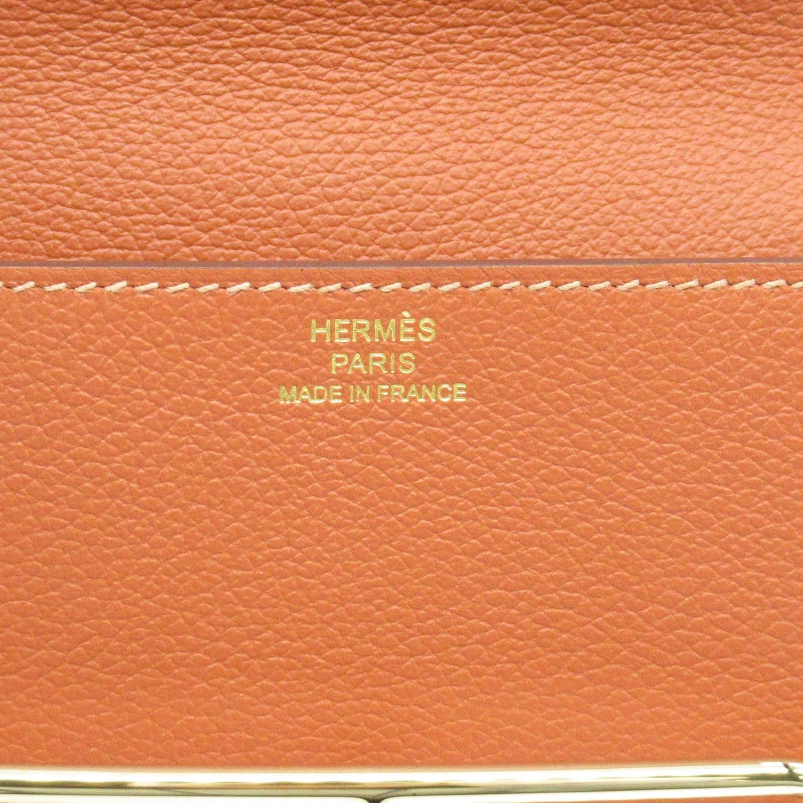 Hermes Hermes Lawris Slim Wallet Terre Battue Bi-Fold Leather Vau Évêque Brown Gold Hardware Z Stamp Size ONE SIZE - 9 Thumbnail