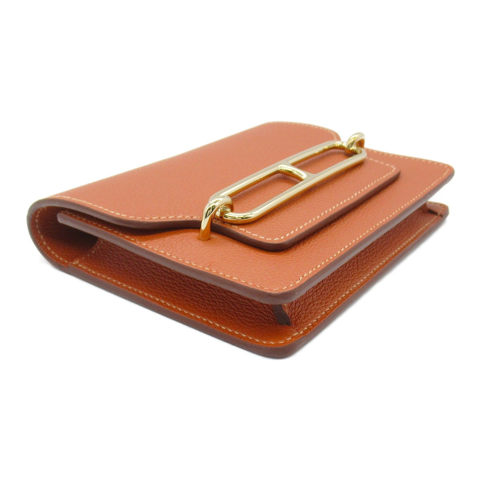 Hermes Hermes Lawris Slim Wallet Terre Battue Bi-Fold Leather Vau Évêque Brown Gold Hardware Z Stamp Size ONE SIZE - 3 Thumbnail