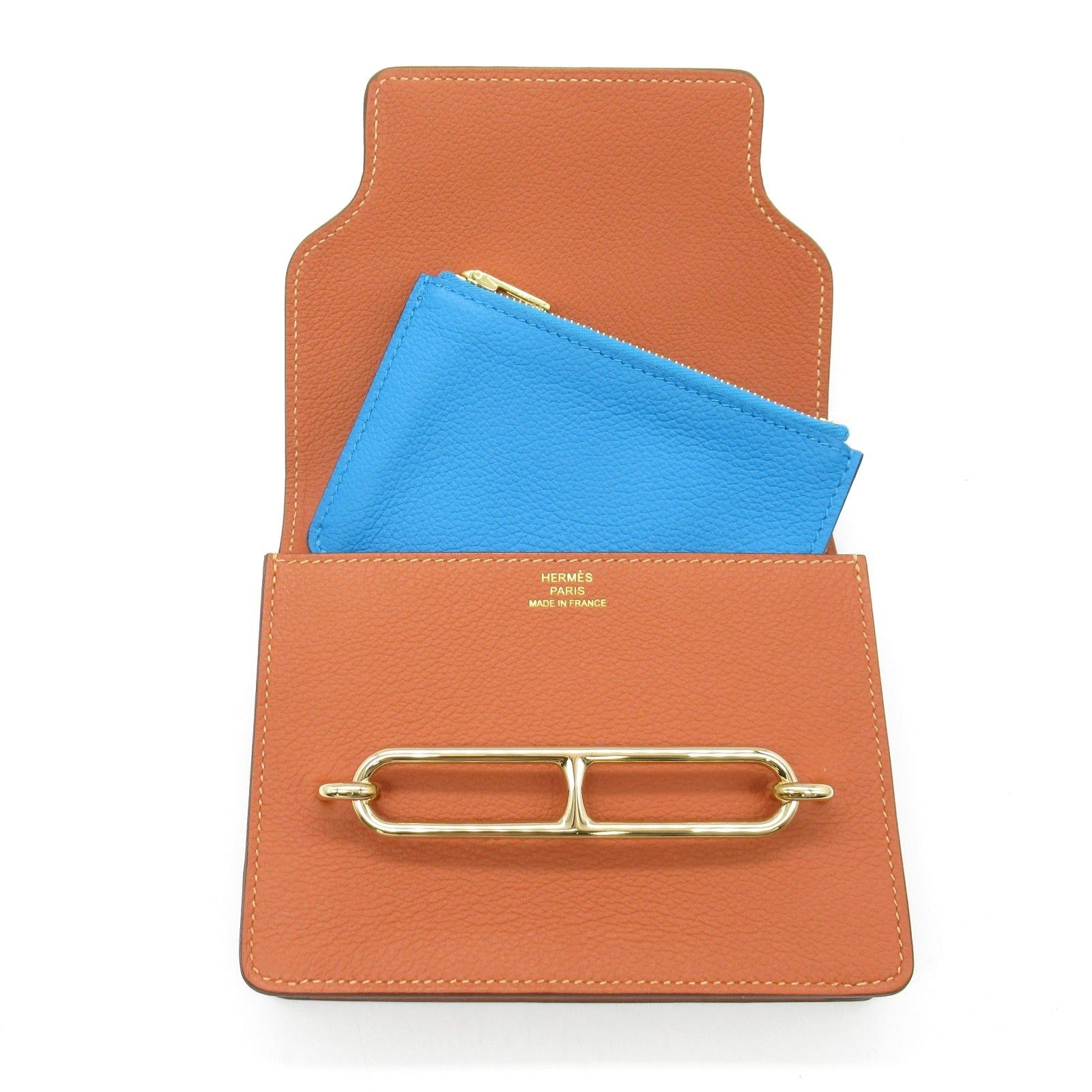 Hermes Hermes Lawris Slim Wallet Terre Battue Bi-Fold Leather Vau Évêque Brown Gold Hardware Z Stamp Size ONE SIZE - 7 Thumbnail
