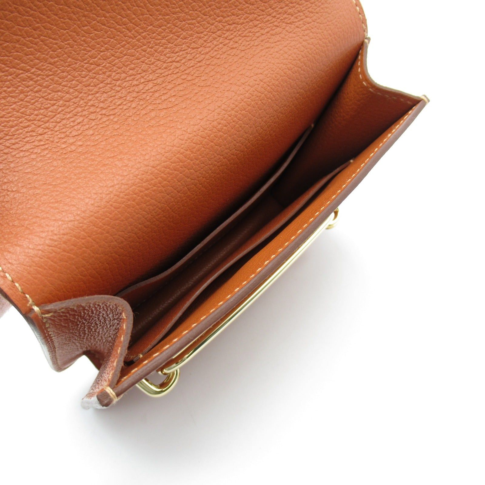 Hermes Hermes Lawris Slim Wallet Terre Battue Bi-Fold Leather Vau Évêque Brown Gold Hardware Z Stamp Size ONE SIZE - 6 Thumbnail