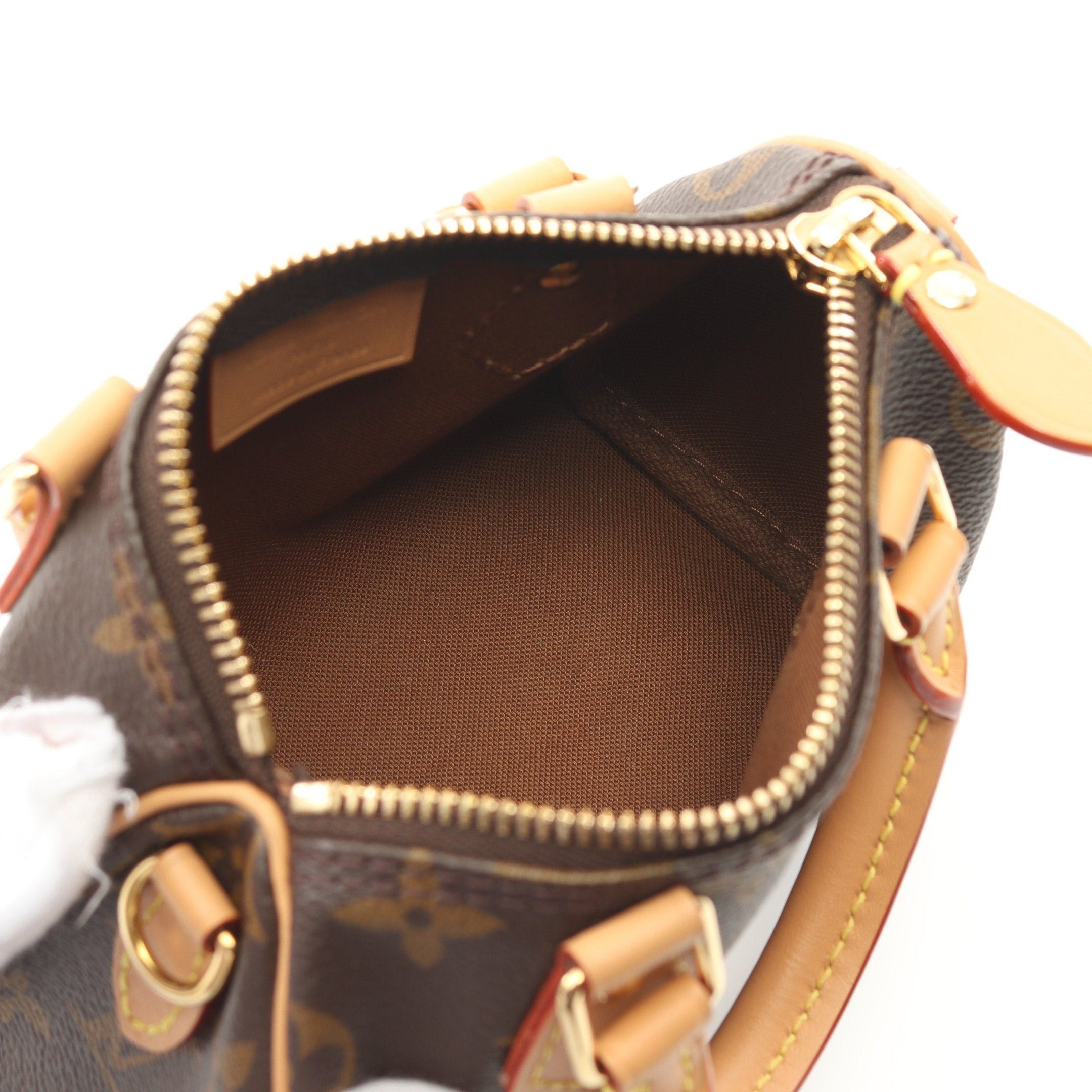 Louis Vuitton Louis Vuitton Nano Speedy Monogram Handbag Leather Brown Size ONE SIZE - 3 Thumbnail