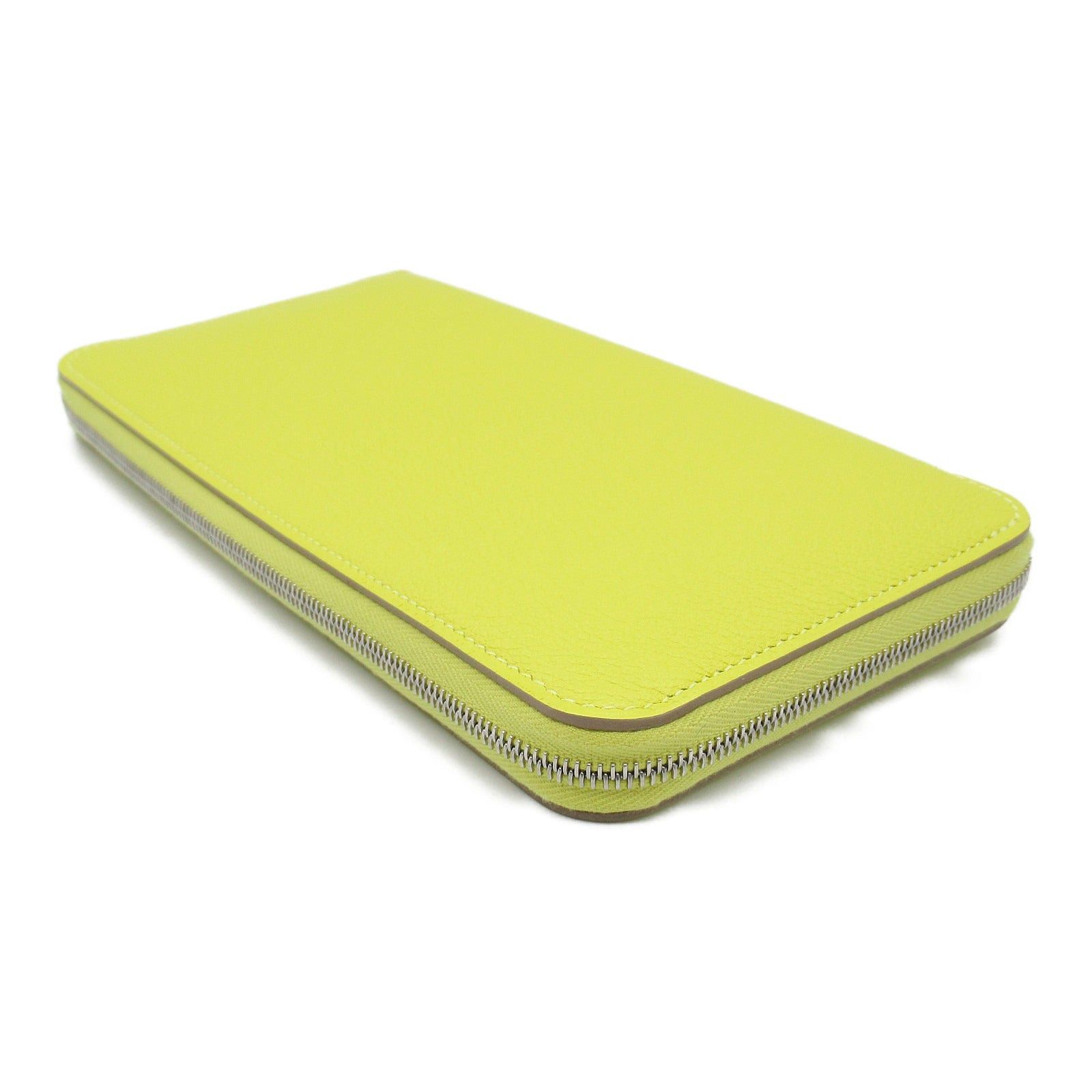 Hermes Hermes Azap Silk In Jaune Naple Round Zipper Long Wallet Leather Vau Évêque Yellow Silver Hardware Double Engraved Size ONE SIZE - 4 Thumbnail