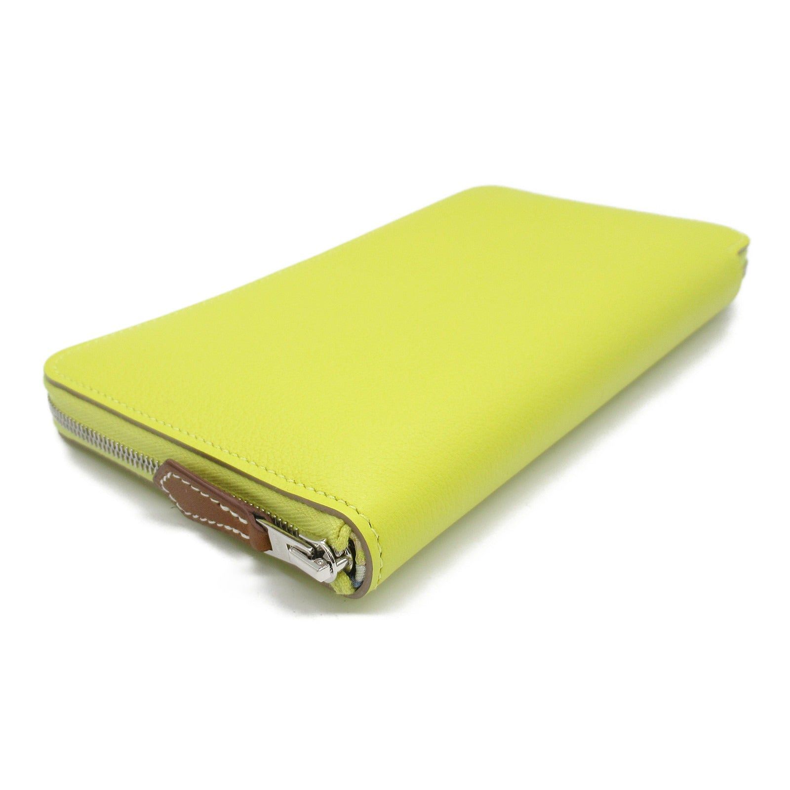 Hermes Hermes Azap Silk In Jaune Naple Round Zipper Long Wallet Leather Vau Évêque Yellow Silver Hardware Double Engraved Size ONE SIZE - 3 Thumbnail