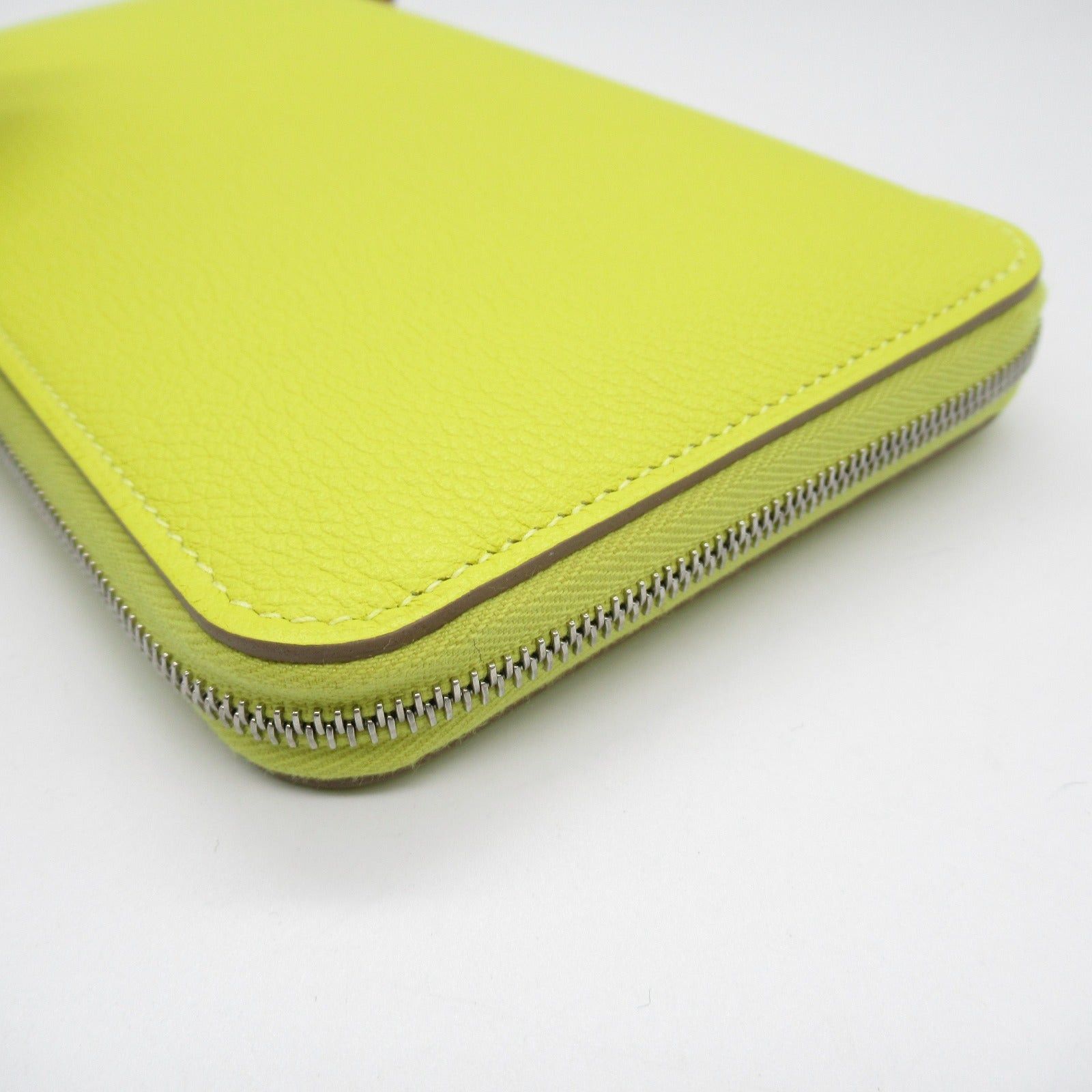 Hermes Hermes Azap Silk In Jaune Naple Round Zipper Long Wallet Leather Vau Évêque Yellow Silver Hardware Double Engraved Size ONE SIZE - 9 Thumbnail