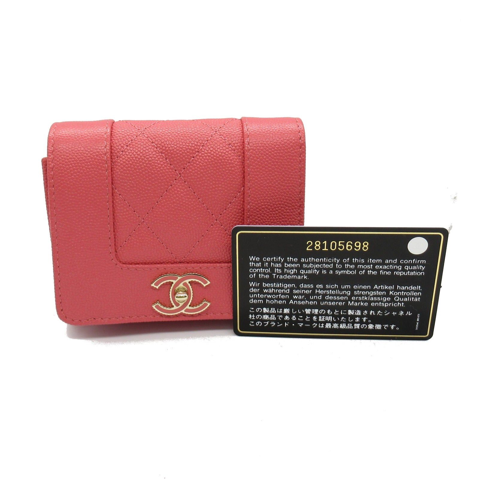 Chanel Chanel Mademoiselle Mini Wallet Trifold Leather Grained Calfskin Pink Gold Hardware Size ONE SIZE - 8 Thumbnail