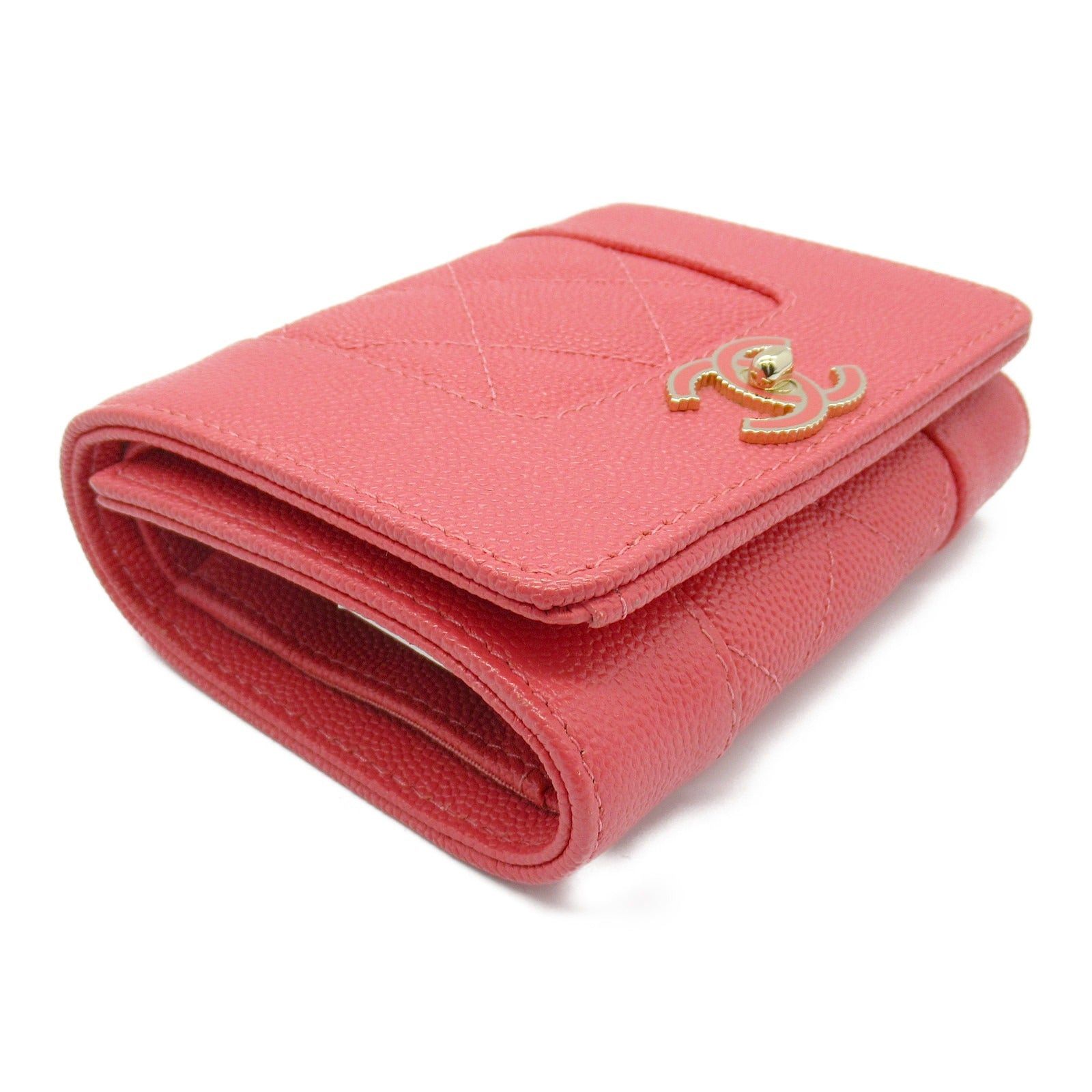 Chanel Chanel Mademoiselle Mini Wallet Trifold Leather Grained Calfskin Pink Gold Hardware Size ONE SIZE - 3 Thumbnail