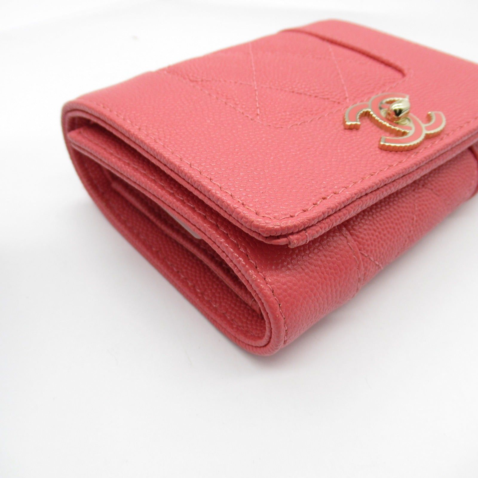 Chanel Chanel Mademoiselle Mini Wallet Trifold Leather Grained Calfskin Pink Gold Hardware Size ONE SIZE - 10 Thumbnail