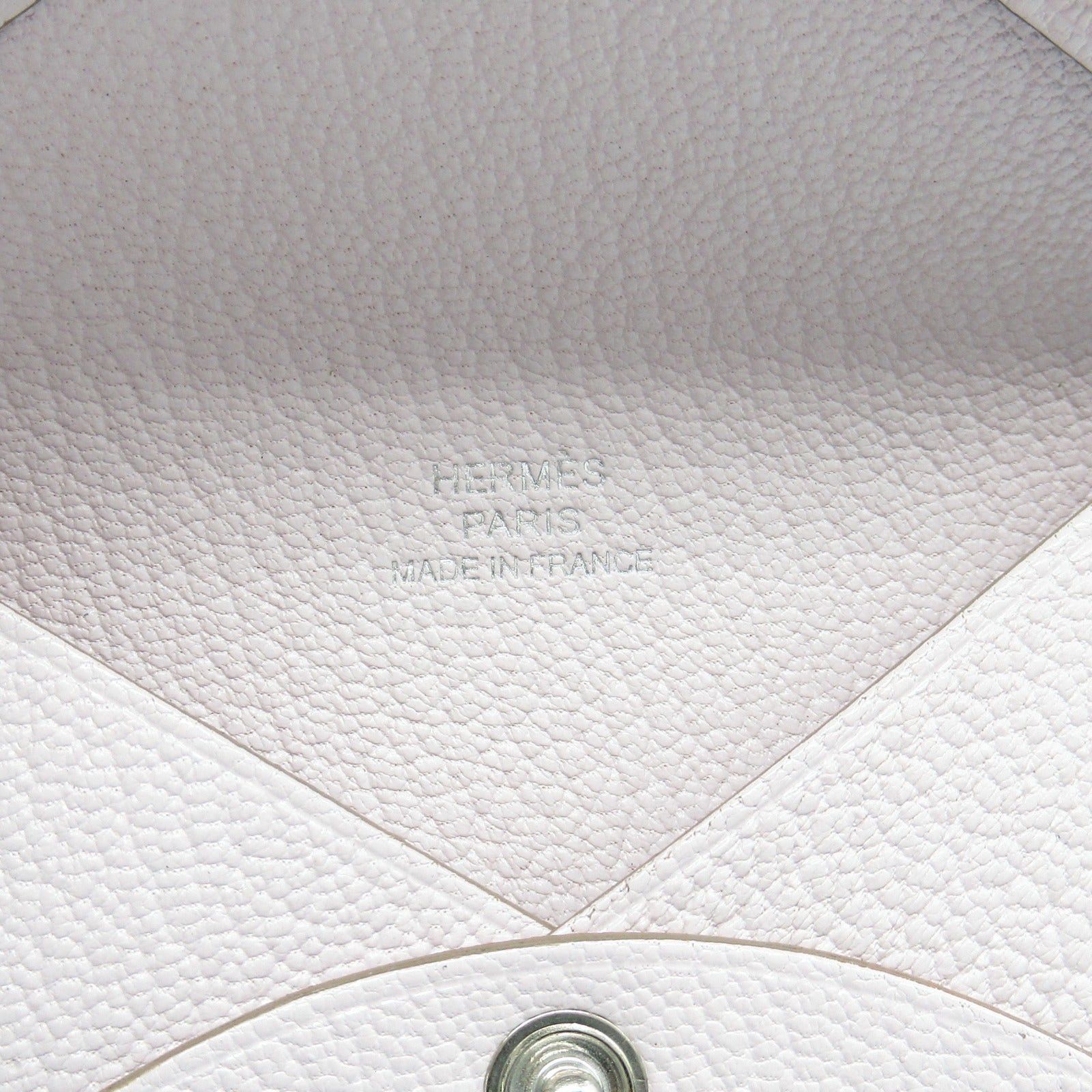 Hermes Calvi Card Case Mauve Pail Leather Chevre Pink Silver Hardware B Stamp