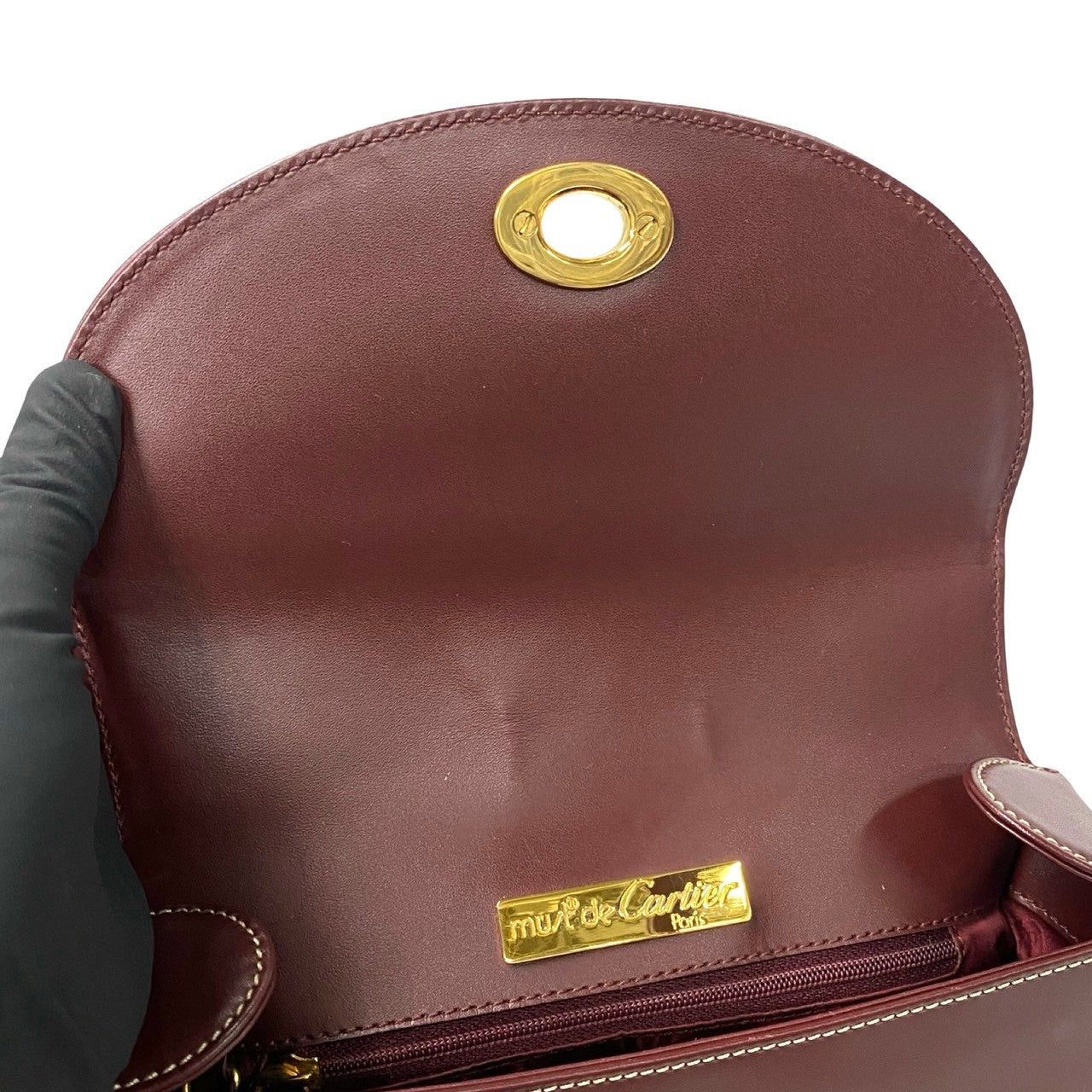 Cartier Cartier Shoulder Bag Wine Leather Size ONE SIZE - 8 Thumbnail