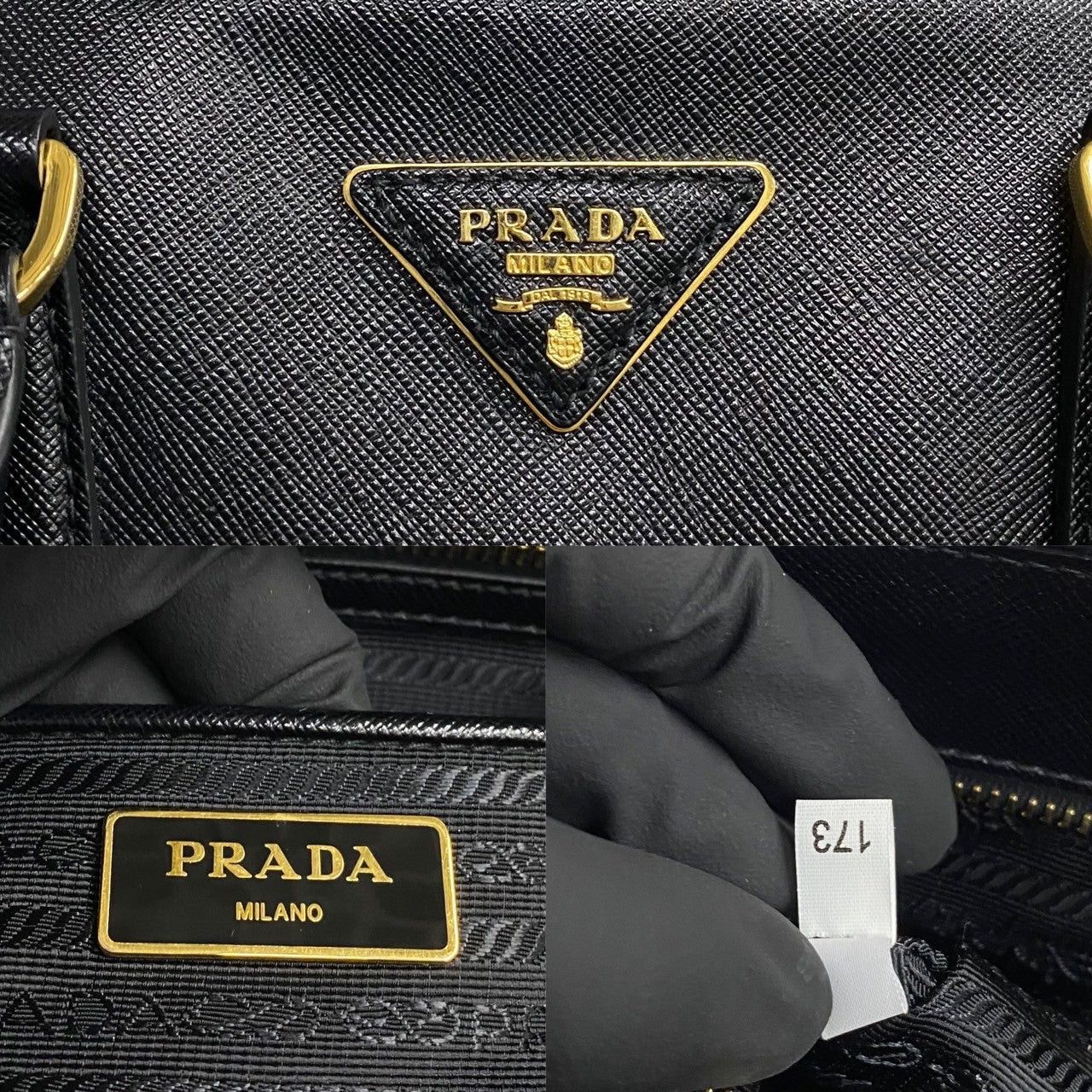 Prada Prada Handbag Black Leather Size ONE SIZE - 3 Thumbnail