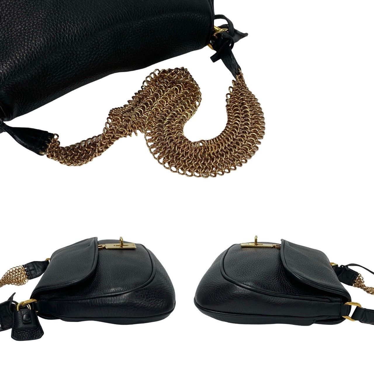 Prada Prada Shoulder Bag Black Leather Size ONE SIZE - 5 Thumbnail