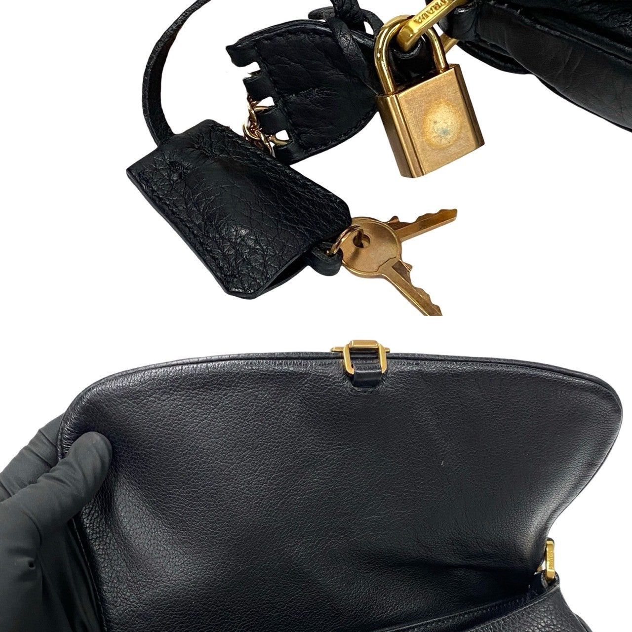 Prada Prada Shoulder Bag Black Leather Size ONE SIZE - 8 Thumbnail