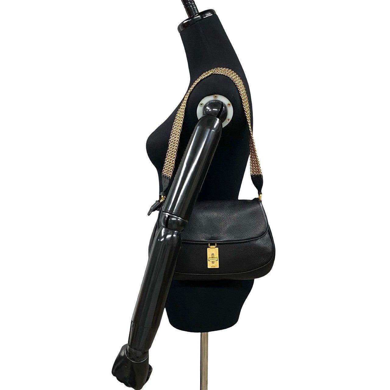 Prada Prada Shoulder Bag Black Leather Size ONE SIZE - 2 Thumbnail