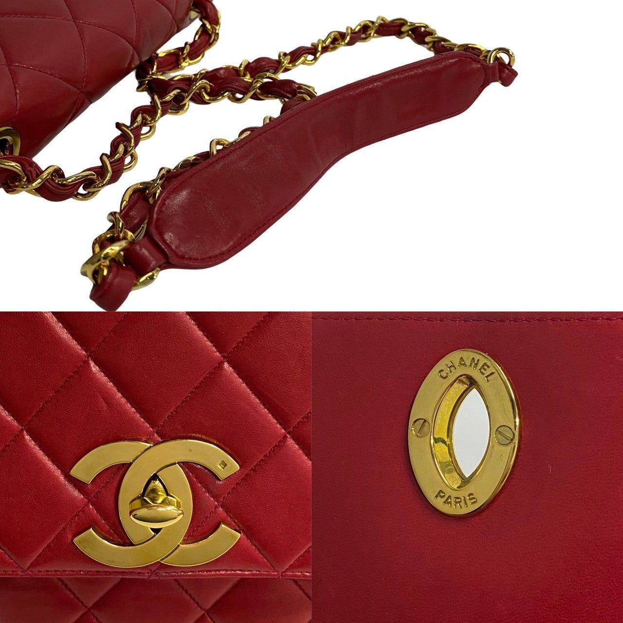 Chanel Chanel Shoulder Bag Red Lambskin Size ONE SIZE - 4 Thumbnail