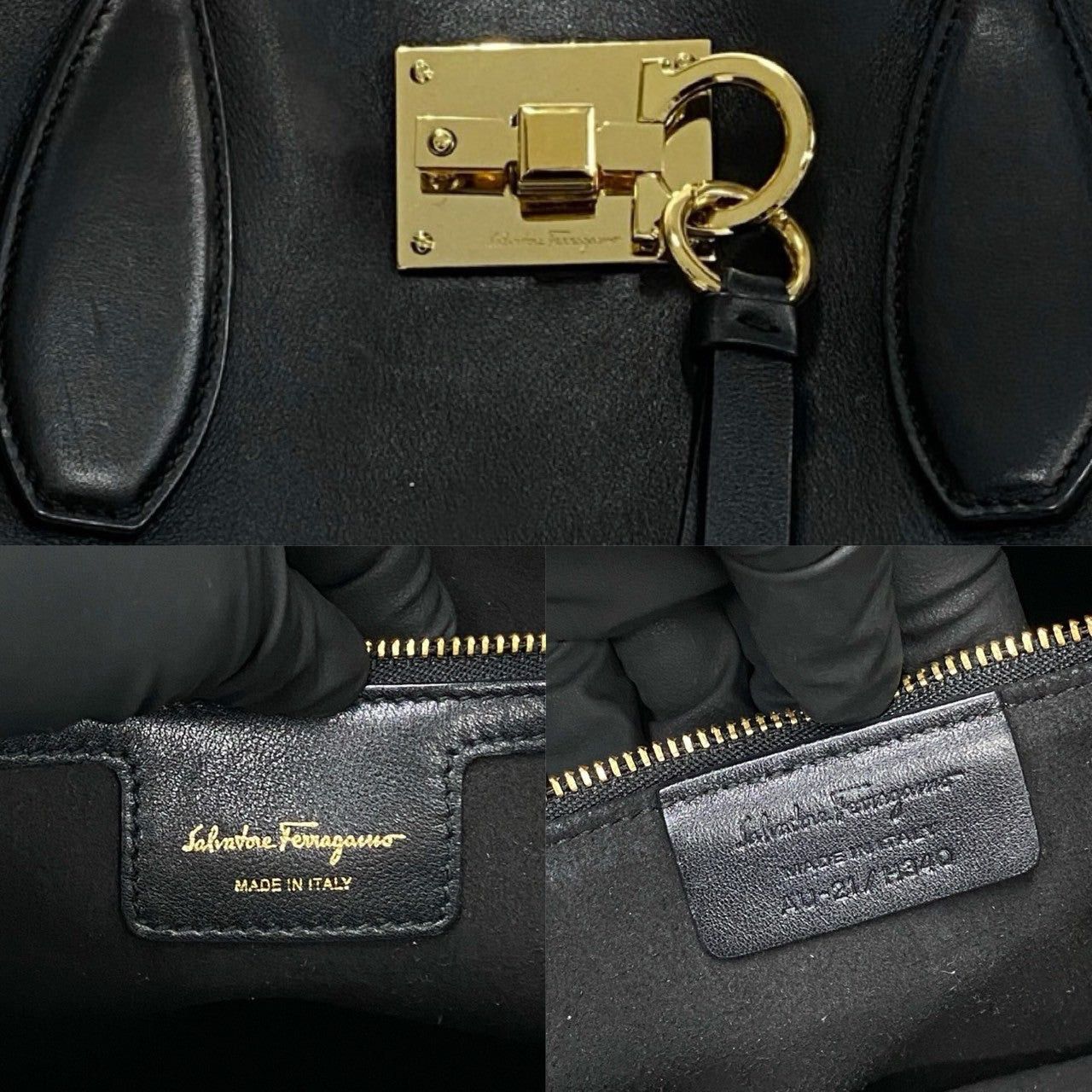 Salvatore Ferragamo Salvatore Ferragamo Tote Bag Black Leather Size ONE SIZE - 3 Thumbnail