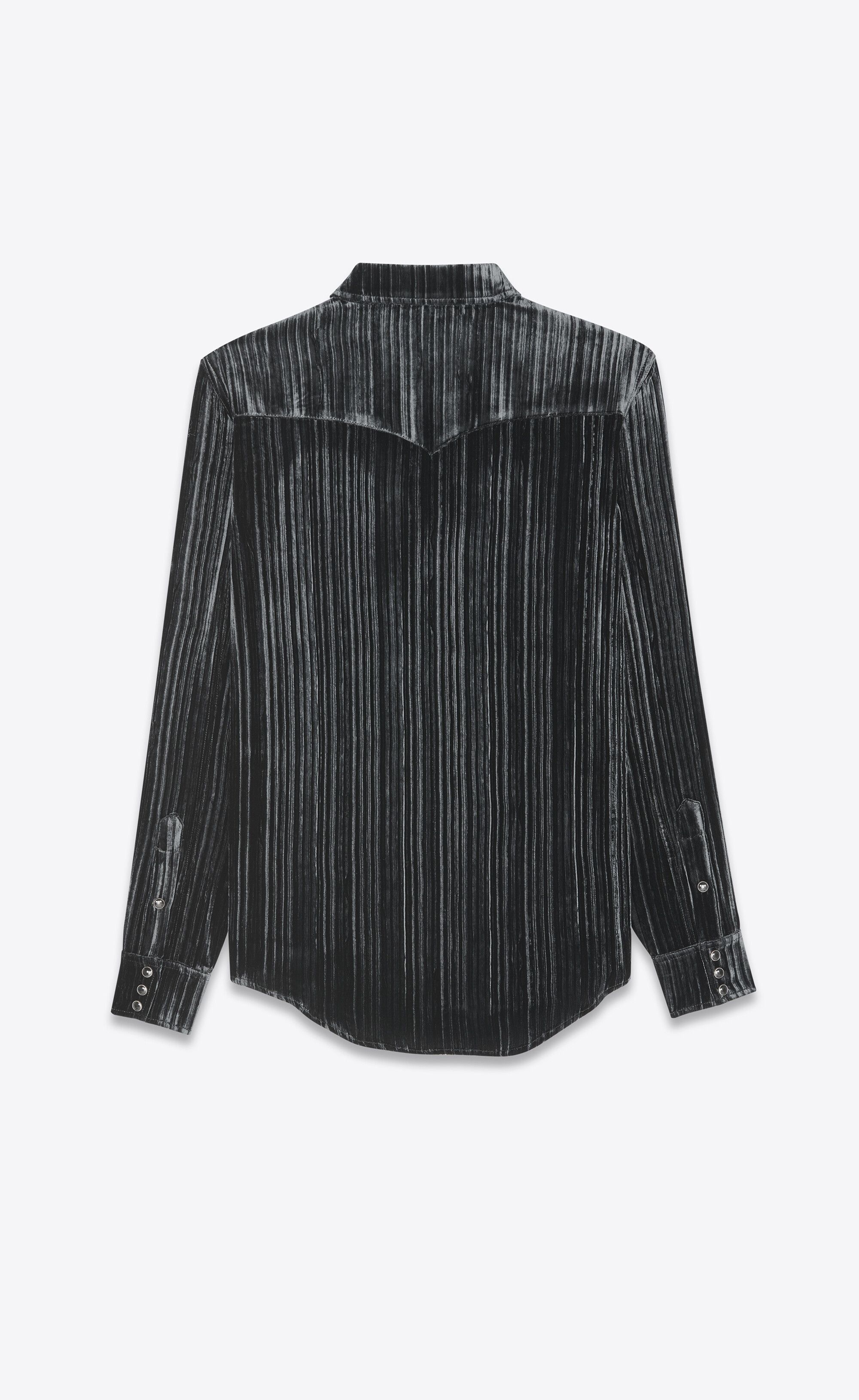 Saint Laurent Paris classic western shirt in devoré velvet Size US M / EU 48-50 / 2 - 2 Thumbnail