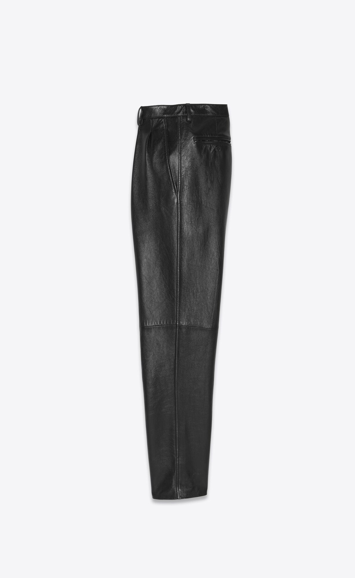 Saint Laurent Paris Pleated Pants Vintage Drummed Leather in Black Size US 28 / EU 44 - 2 Thumbnail