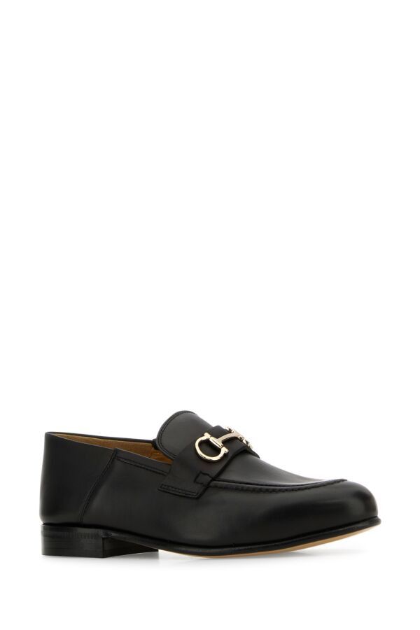 Salvatore Ferragamo Black Leather Ottone Loafers Size US 5.5 / IT 35.5 - 4 Thumbnail
