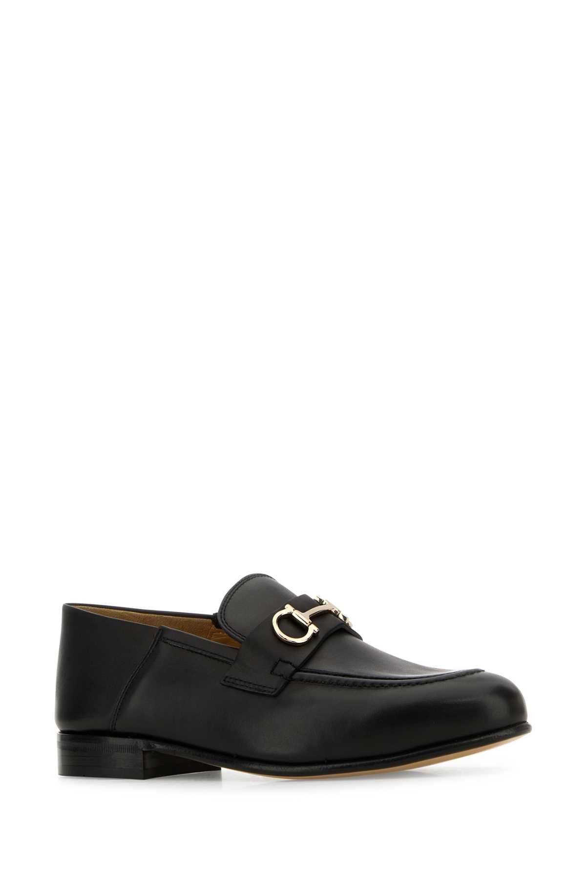 Salvatore Ferragamo Black Leather Ottone Loafers Size US 5.5 / IT 35.5 - 2 Thumbnail