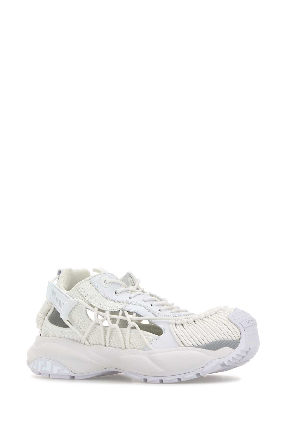 Versace White Leather And Fabric Versace Mercury M_Vs_01 Sneakers Size US 8 / EU 41 - 2 Thumbnail