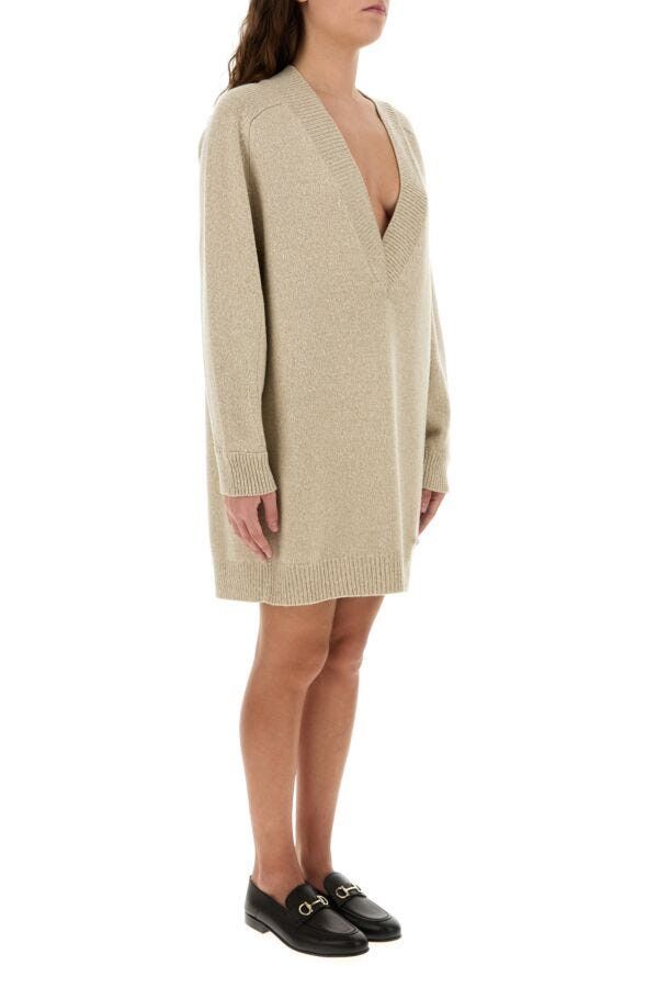 Versace Melange Beige Wool Blend Sweater Dress Size M / US 6-8 / IT 42-44 - 5 Thumbnail