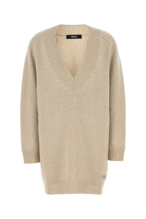 Versace Melange Beige Wool Blend Sweater Dress Size M / US 6-8 / IT 42-44 - 3 Thumbnail