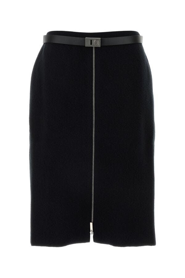 Salvatore Ferragamo Black Stretch Wool Blend Skirt Size L / US 10 / IT 46 - 3 Thumbnail