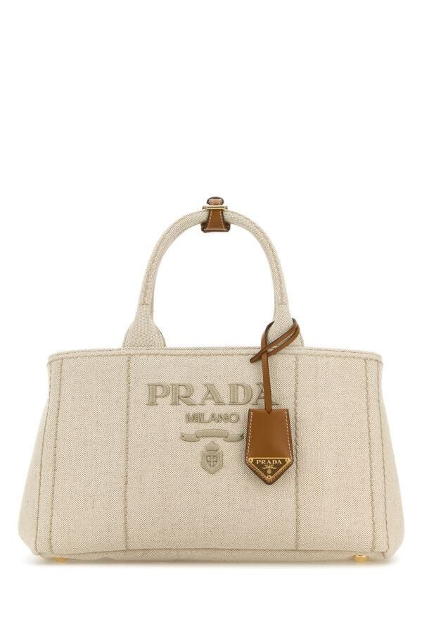 Prada Sand Canvas Shopping Bag Size ONE SIZE - 3 Thumbnail