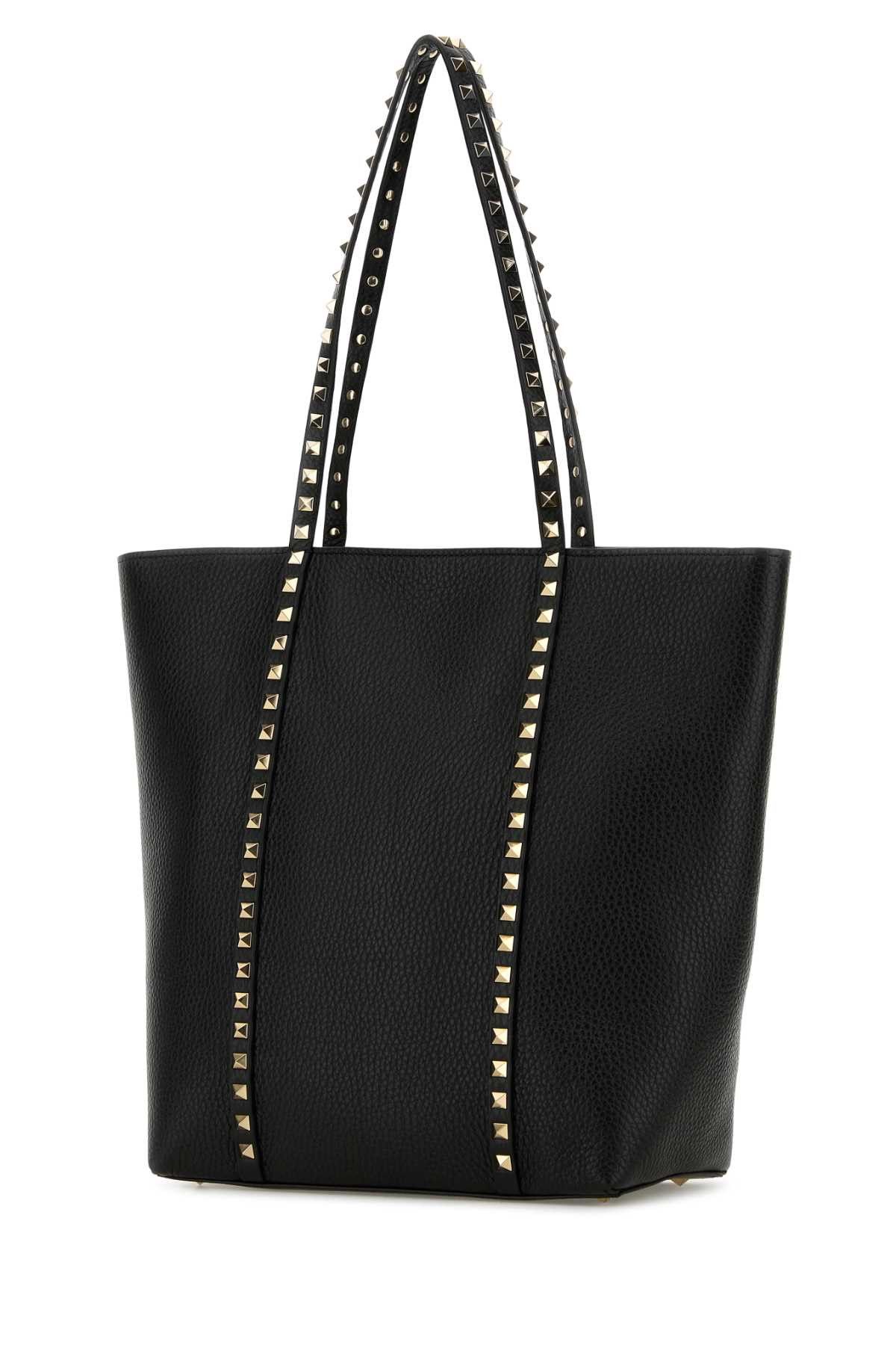 Valentino Black Leather Rockstud Shopping Bag Size ONE SIZE - 2 Thumbnail