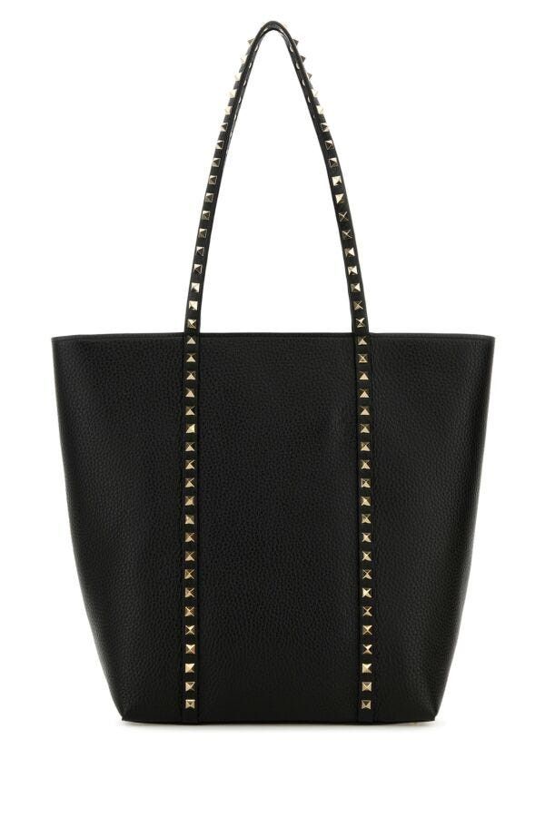 Valentino Black Leather Rockstud Shopping Bag Size ONE SIZE - 5 Thumbnail