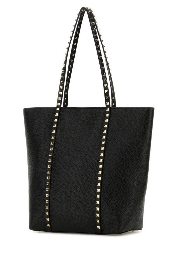 Valentino Black Leather Rockstud Shopping Bag Size ONE SIZE - 4 Thumbnail